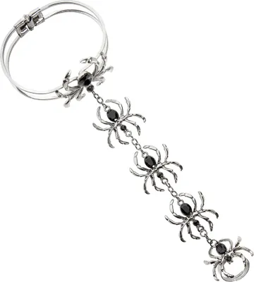 Immagine prodotto di Bracciale con anello ragno 09663 - Argento Nero | Gioielli costume strega vampiro