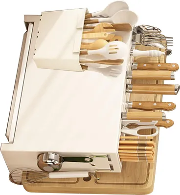 Image de Support pour baguettes de cuisine blanches Planche à découper Aimant intégré Support d'égouttage pour la maison