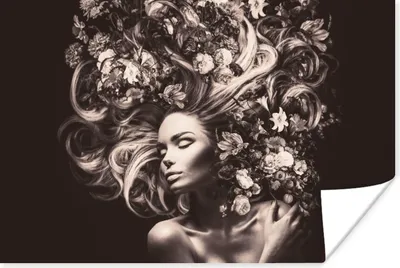 Produktbild von MuchoWow® Poster Blumen - Frau - Natur 180x120 cm - Fotoplakat