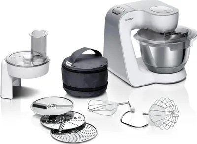 Produktbild von Bosch Küchenmaschine Serie 4 MUM58210, Edelstahl-Schüssel 3,9 L, Planetenrührwerk, Patisserie-Set aus Edelstahl, Knethaken, Schlagbesen, Rührbesen,