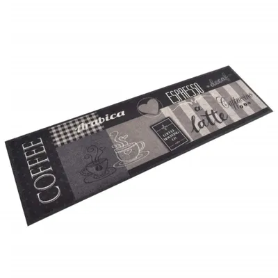 Zdjęcie produktu dla vidaXL Dywan kuchenny zmywalny Coffee Black 45x150 cm Velvet