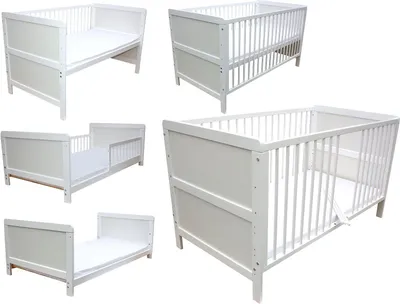 Produktbild von Kinderbett Juniorbett Beistellbett 140x70cm 3in1 mit Matratze weiß