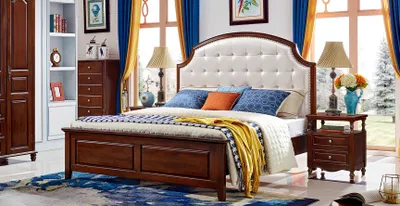 Produktbild von Luxus Set 3tlg. Bett 2x Nachttische Schlafzimmer Betten Holz Bettgestell