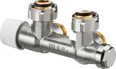 Produktbild von OVENTROP Anschlussarmatur ''Multiblock T'' 3/4''ÜM x 3/4''AG,1-und 2-Rohr,Messing, Eck 1184024