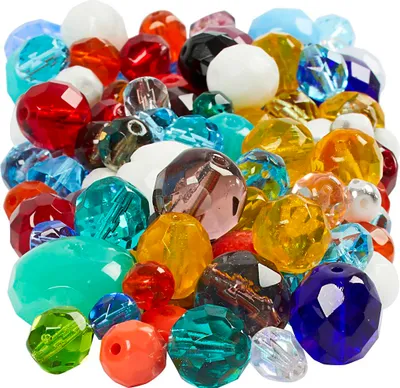 Image de Mélange de perles à facettes, 3-15 mm, couleurs assorties, 400 g
