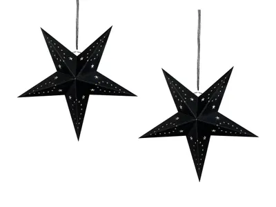 Zdjęcie produktu dla BELIANI Zestaw 2 wiszących gwiazd LED czerwony papierowy welur ozdoba 45 cm wisząca bożonarodzeniowa świąteczna