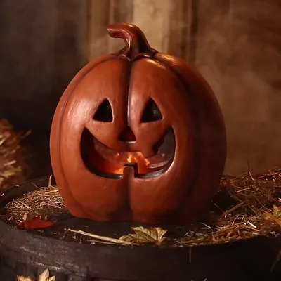 Zdjęcie produktu dla Köhko podświetlana latarnia dyniowa z pomarańczowymi diodami LED o efekcie płomienia. Dekoracyjna lampa na Halloween, Boże Narodzenie i Wielkanoc.