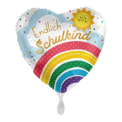 Produktbild von 18"/Ø43cm Herz Folienballon  "Endlich Schulkind Regenbogen"