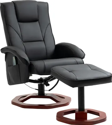 Produktbild von HOMCOM Massagesessel Relaxsessel mit Fußhocker Relaxliege Liegesessel Schwarz