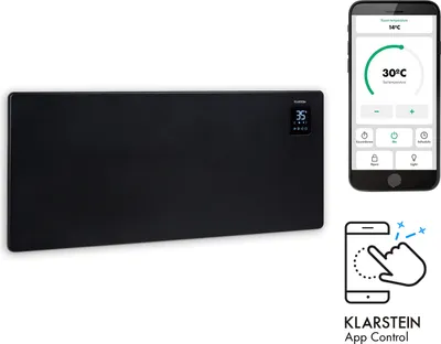 Image de Klarstein Radiateur Electrique Smart à Faible Consommation d'Energie, 2500W Chauffage Electrique d'Intérieur avec Thermostat, Chauffage d'Appoint Portable avec Roulettes, Radiateurs Mural Silencieux