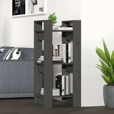 Productafbeelding van vidaXL Boekenkast/Roomdivider Grijs 41x35x91 cm Massief hout, grenen - Boekenkast - Boekenkasten - Massief houten boekenkast - Opslagrek