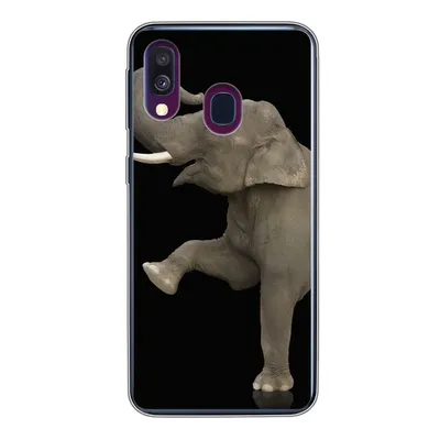 Produktbild von MuchoWow® Handyhülle Schutzhülle Hülle für Samsung Galaxy A40 Elefant - Tiere - Schwarz - Porträt Silikon Softcase Handy Hülle - Handy-Tasche