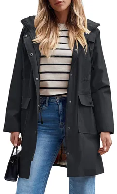Produktbild von SaphiRose Damen Wasserdichte Regenjacke Leichte Regenmantel Kapuze Windbreaker T