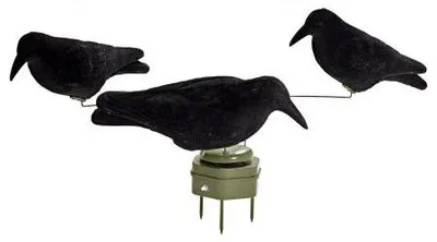 Produktbild von Krähenkarussell mit Bewegung, inklusive 3 beflockten Lockkrähen und Montagearmen für Krähenjäger
