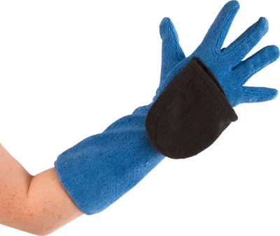 Produktbild von Kerbl Hundebürste Mikrofaser-Pflegehandschuh blau/grau; 81943