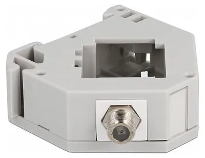 Imagen del producto de Adaptador para carril DIN de DeLOCK, con conector Keystone F a conector F, color gris, con conectores F (hembra-hembra), fabricado en plástico