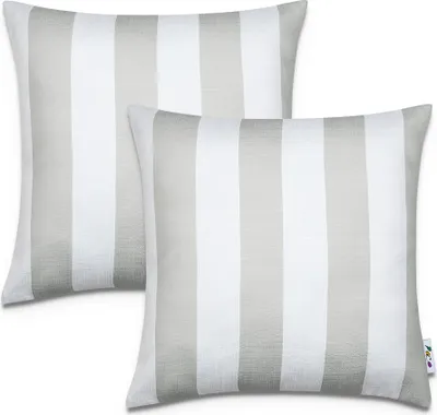 Produktbild von 2er Set Kissenbezug 45x45 Dekokissen Kissenhülle Streifen Indoor Outdoor Deko
