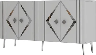 Image de Skye Decor, Domino KB150 - Blanc, Argent, Meubles de salon, Blanc, 150 x 75 x 35 cm