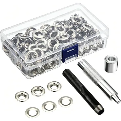 Productafbeelding van Ösen-gereedschapset - 120-delig met een diameter van 6 mm - voor zeildoek, leer en stof - zilver