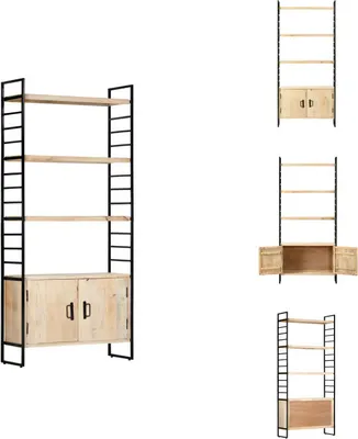 Productafbeelding van vidaXL Boekenkast met 4 niveaus, 80x30x180 cm, mango massiefhout - Boekenkasten & boekenschappen