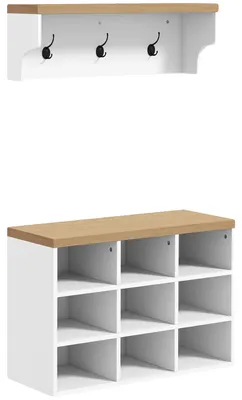 Image de Meubles d'entrée, portemanteau, banc à chaussures, BLANC