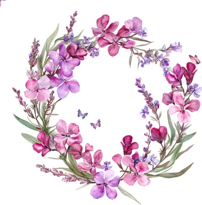 Einwegservietten / Motivservietten mit Blumenkranz und Schmetterlingen