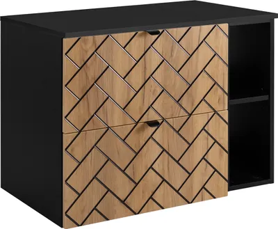 Immagine prodotto di Mobile da bagno, rovere Craft con maniglia nera / con ripiano superiore, 80 x 57 x 46 cm
