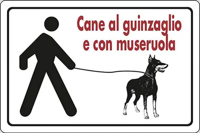 Immagine prodotto di Cartello START cane al guinzaglio con museruola parchi spazi aperti 30CMx20CM