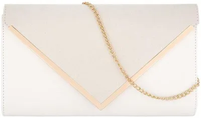 Imagen del producto de Elegante bolso de terciopelo con cadena, color blanco, ideal para fiestas