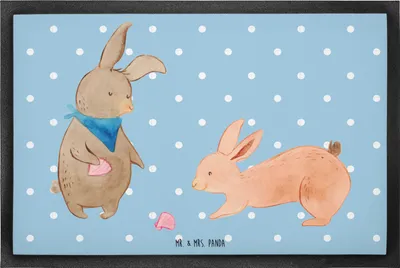 Produktbild von Mr. & Mrs. Panda Türmatte Hasen Muschel 60 x 90 cm - Blau Pastell - Geschenk, fußmatte, Fussmatte, abstreifer, Schmutzfangmatte, bodenmatte, BFF, Ferien, Schmutzmatte