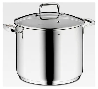 Produktbild von Gemüsetopf 24 cm FLAVORIA, Kochtopf Induktion 8 L, Nudeltopf mit Glasdeckel und Dampfauslassventil, Innenskalierung, großer Kochtopf, unbeschichtet