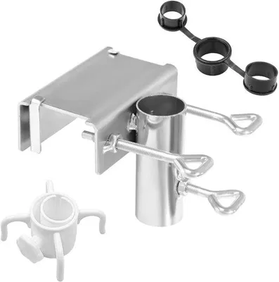 Productafbeelding van Parasolhouder, verstelbaar - Balkonhouder - Metalen beugel - Diameter 25-38 mm - Geschikt voor balkons/terrassen - Met adapterring - Parasolstandaard