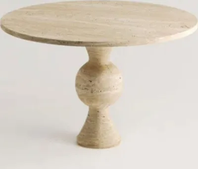 Produktbild von Casa Padrino Luxus Esstisch Beige Ø 115 cm - Runder Travertin Küchentisch