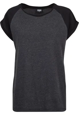 Imagen del producto de Urban Classics, camiseta de manga raglán con contraste, color gris carbón, talla XXL