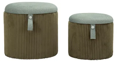Produktbild von Bolzano Set 2 Hocker, grün, Ø38x38 cm und Ø32x28 cm, mit Stauraum