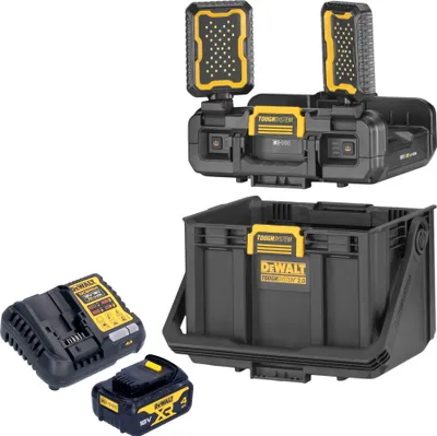 Image de DeWalt DWST08061-1 Boîte à outils avec lampes intégrées 395 x 352 x 255 mm ToughSystem 2.0 + 1x batterie 4,0 Ah + chargeur