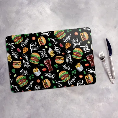 Produktbild von Tischset 4x45x30 cm Platzset Tischmatte Platzmatte Untersetzer - Fast Food
