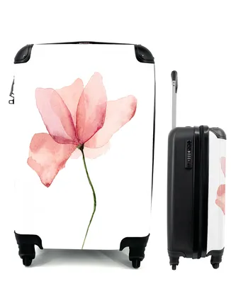 Produktbild von MuchoWow® Koffer Handgepäck Trolley Rollkoffer Kleine Reisekoffer mit 4 Rollen - Blumen - Aquarell - Rosa - Cabin Size < 55x40x23 cm & 55x40x20 cm - Fotokoffer - Kabinenkoffer - Boardgepäck - Reise-Box - Reisekoffer - Reisegepäck - Koffer mit Bild - Trolley für Kinder