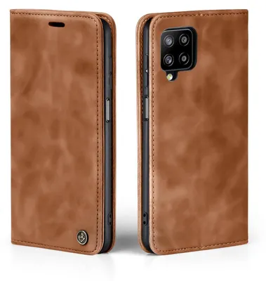 Produktbild von Handy Hülle für Samsung Galaxy A12 Klapphülle Bookcase Flip Cover Handy Tasche Etui Farbe: Hellbraun