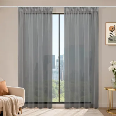Immagine prodotto di Tenda trasparente, color grigio scuro, 140 x 145 cm, per soggiorno