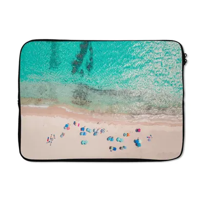 Produktbild von MuchoWow® Laptop Hülle 13 Zoll Meer - Strand - Sommer - Sonnenschirme - Blau Laptoptasche - Laptophülle - Sleeve - Rundumschutz