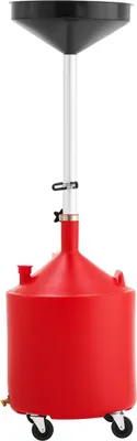 Produktbild von 68-Liter-Altölauffangbehälter, industrieller Flüssigkeitsauffangbehälter mit einstellbarer Trichterhöhe, tragbarer Ölablassbehälter mit Rädern, Flüssigkraftstoff-Ablassvorrichtung für Autowerkstätten, Garagen, rot