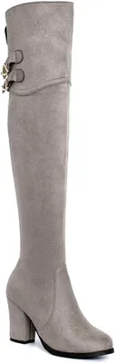 Productafbeelding van Kniehoge Laarzen - Dameslaarzen Blokhak - Mode & Stijl - Ronde Neus - Kniehoog - Niet gespecificeerd