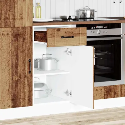 Image de vidaXL Armoire basse de cuisine Lucca imitation vieux bois Matériau dérivé du bois