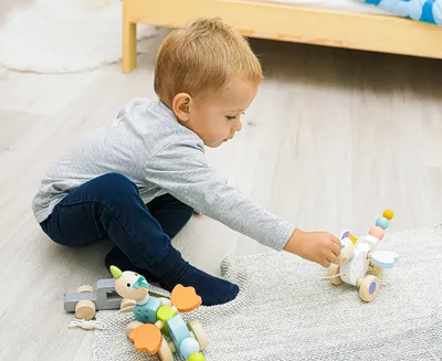 Zdjęcie produktu dla ZOPA Drewniana zabawka do ciągnięcia, Jednorożec