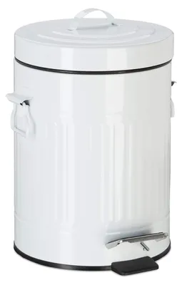 Imagen del producto de Relaxdays, cubo de basura vintage, ideal para la cocina o el baño, de metal, con pedal, para cosméticos, 5 litros, blanco, Imagen generada por IA