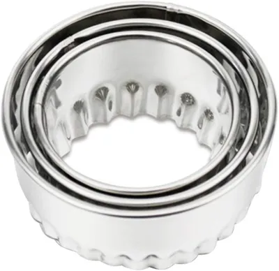 Produktbild von Keksschneider, Edelstahl Keksschneider, kreisförmiger Keksschneider, Knödel Haut Cutter, Ravioli Cutter (wellenförmig)