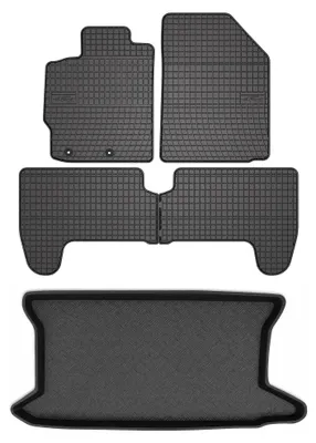 Zdjęcie produktu dla Dywaniki gumowe + mata bagażnika do Toyota Yaris II 2005-2008 (hatchback, 5-drzwiowy) – czarne, dopasowane – Wielganizator SolidPRO