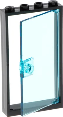 Image de 1x Lego cadre de porte 1x4x6 noir vitre transparent bleu clair 60616 60596