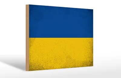 Produktbild von Holzschild Flagge Ukraine 30x20cm Flag of Ukraine Vintage